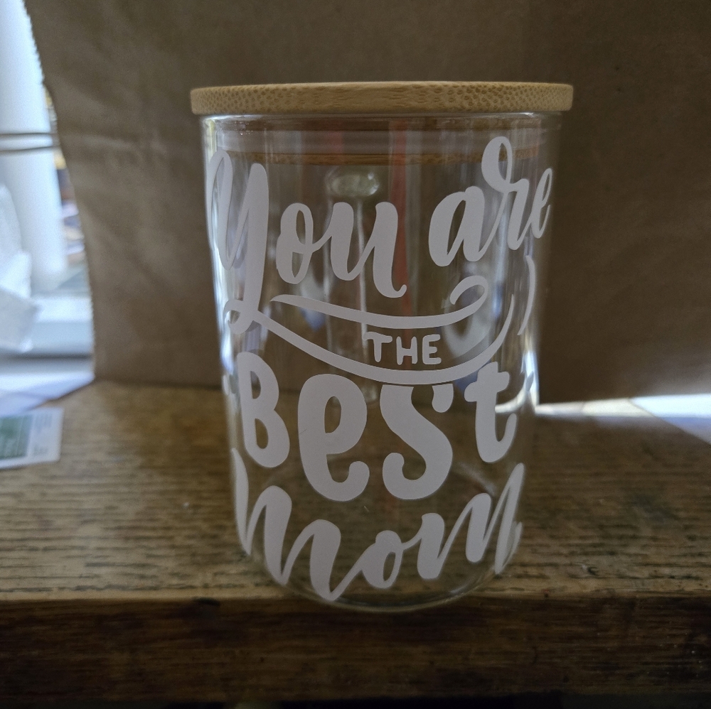 Glass Jar with Bamboo Lid For Moms Day